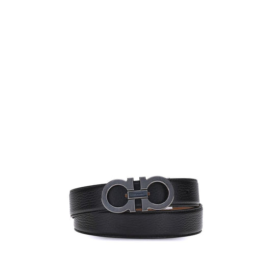 Ferragamo Black Calf Leather Bos Taurus Regular Belt