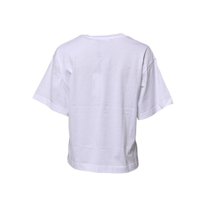 Dolce & Gabbana White Cotton Graphic Print Crew Neck T-shirt