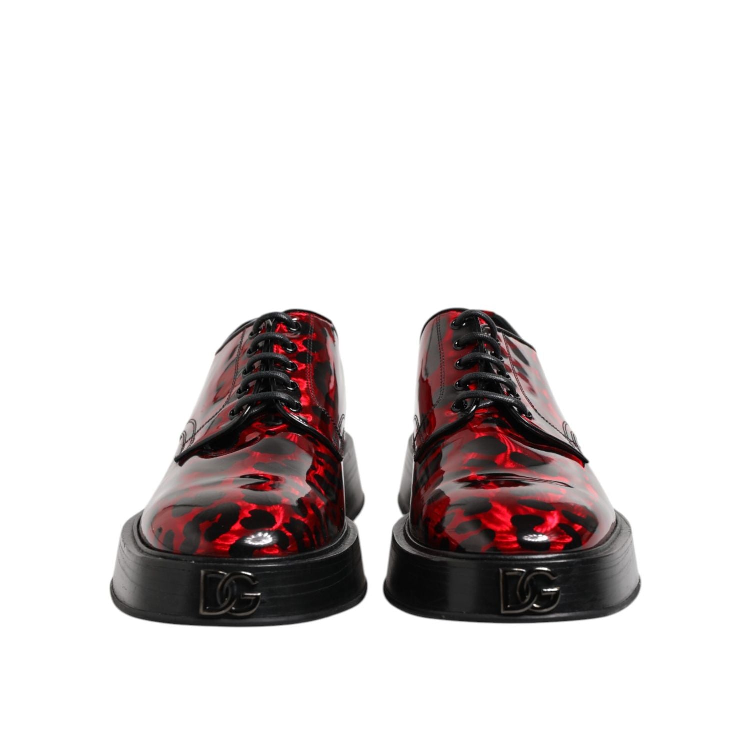 Dolce & Gabbana Red Leopard Derby Formal Men Dress Shoes