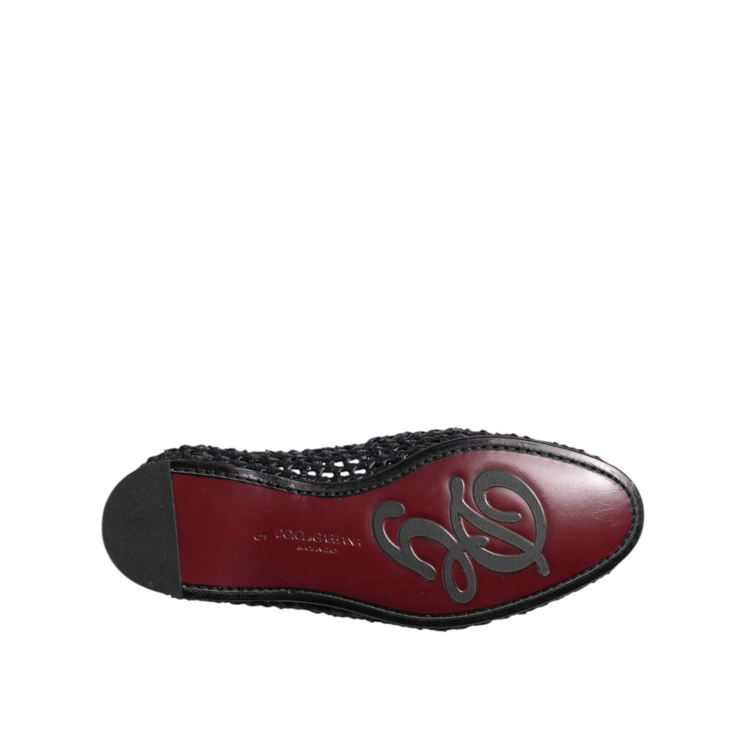 Dolce & Gabbana Black Woven Leather Slip On Loafers Men Shoes