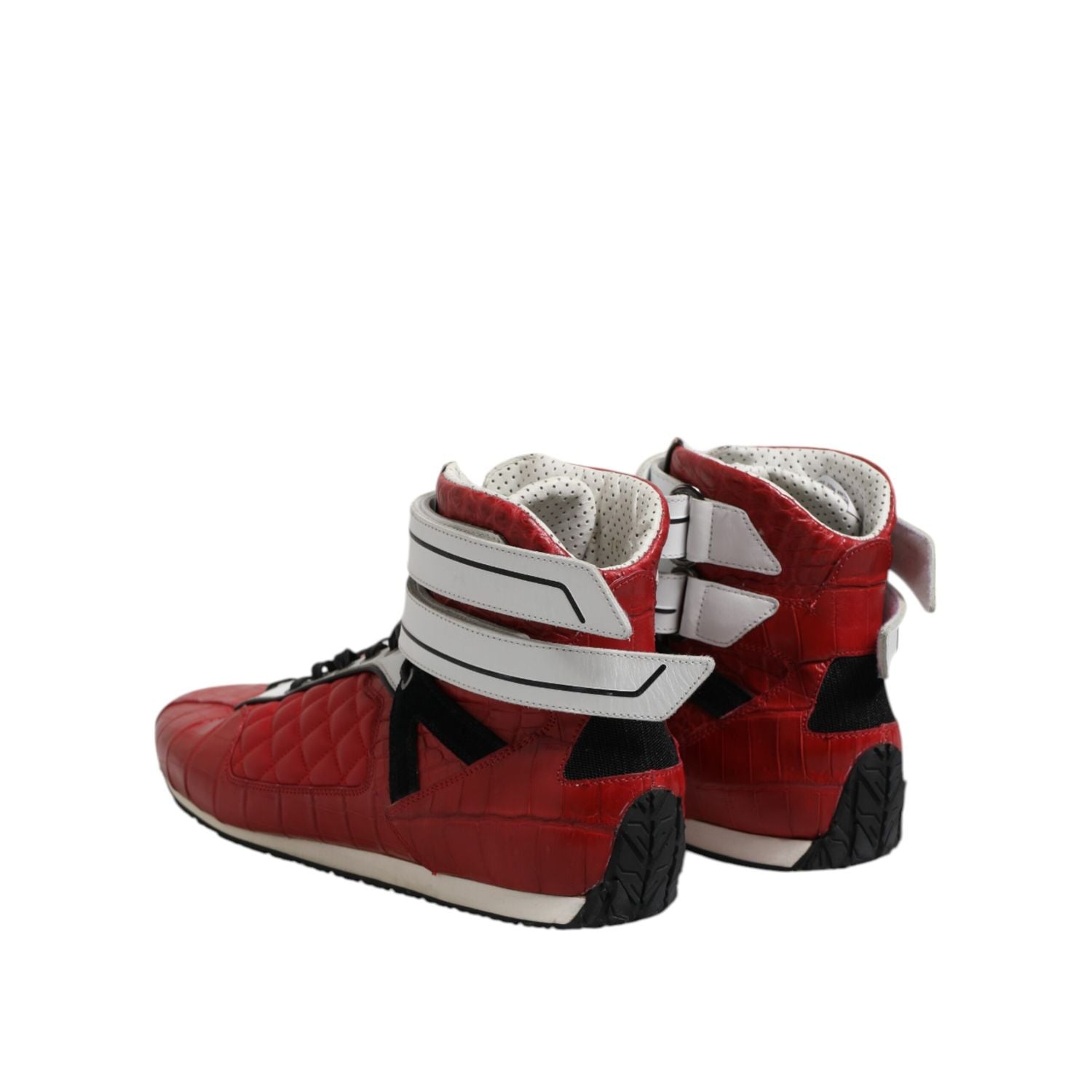 Dolce & Gabbana Red Quilted Leather Lace Up Sneakers Shoes