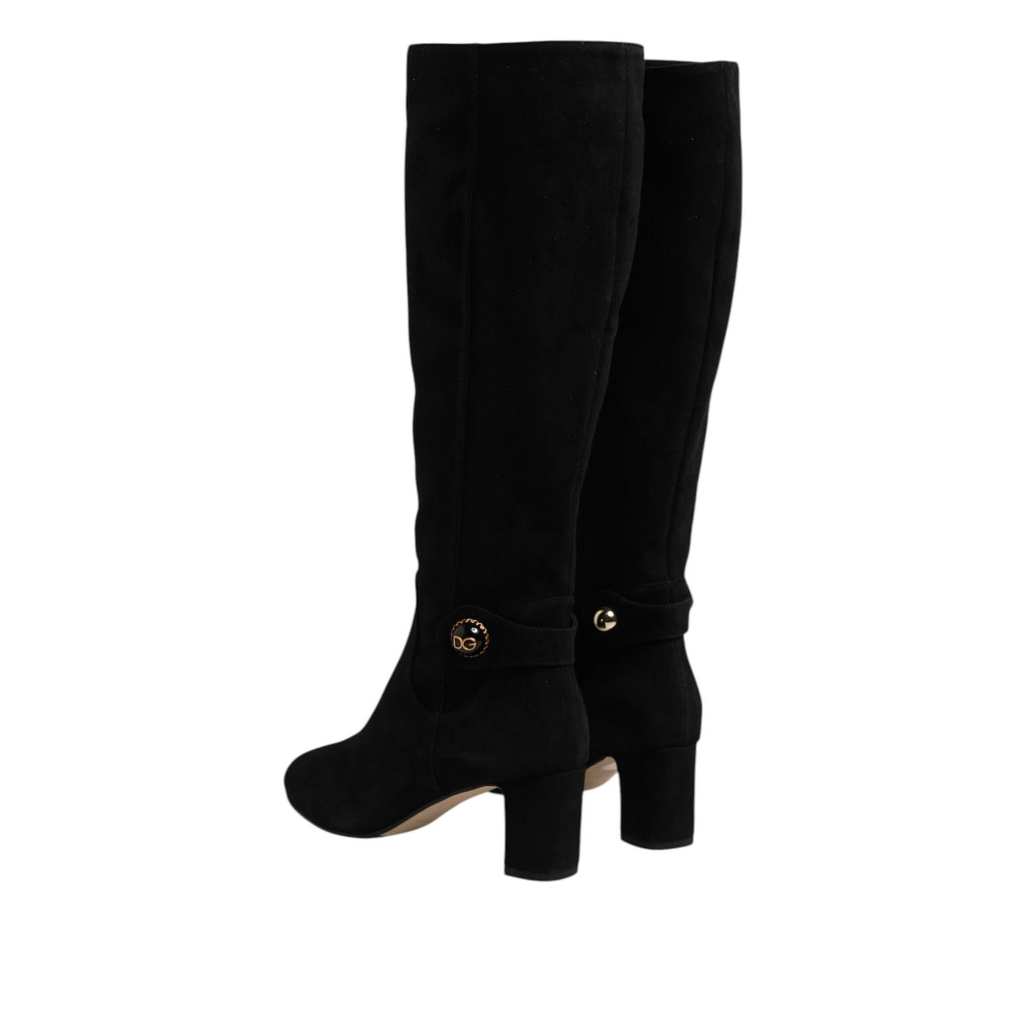 Dolce & Gabbana Black Suede Leather Knee High Boots Shoes
