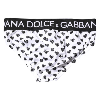 Dolce & Gabbana White Heart Printed Regular Brief Underwear