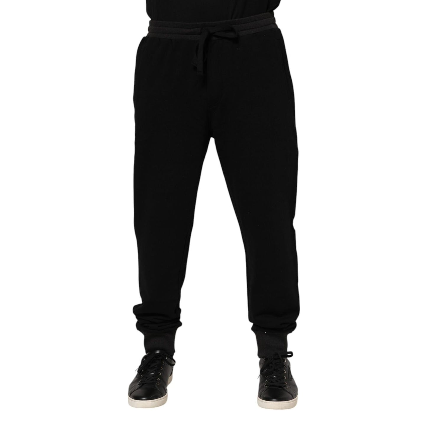 Dolce & Gabbana Black Cotton Crown Jogger Sweatpants Pants