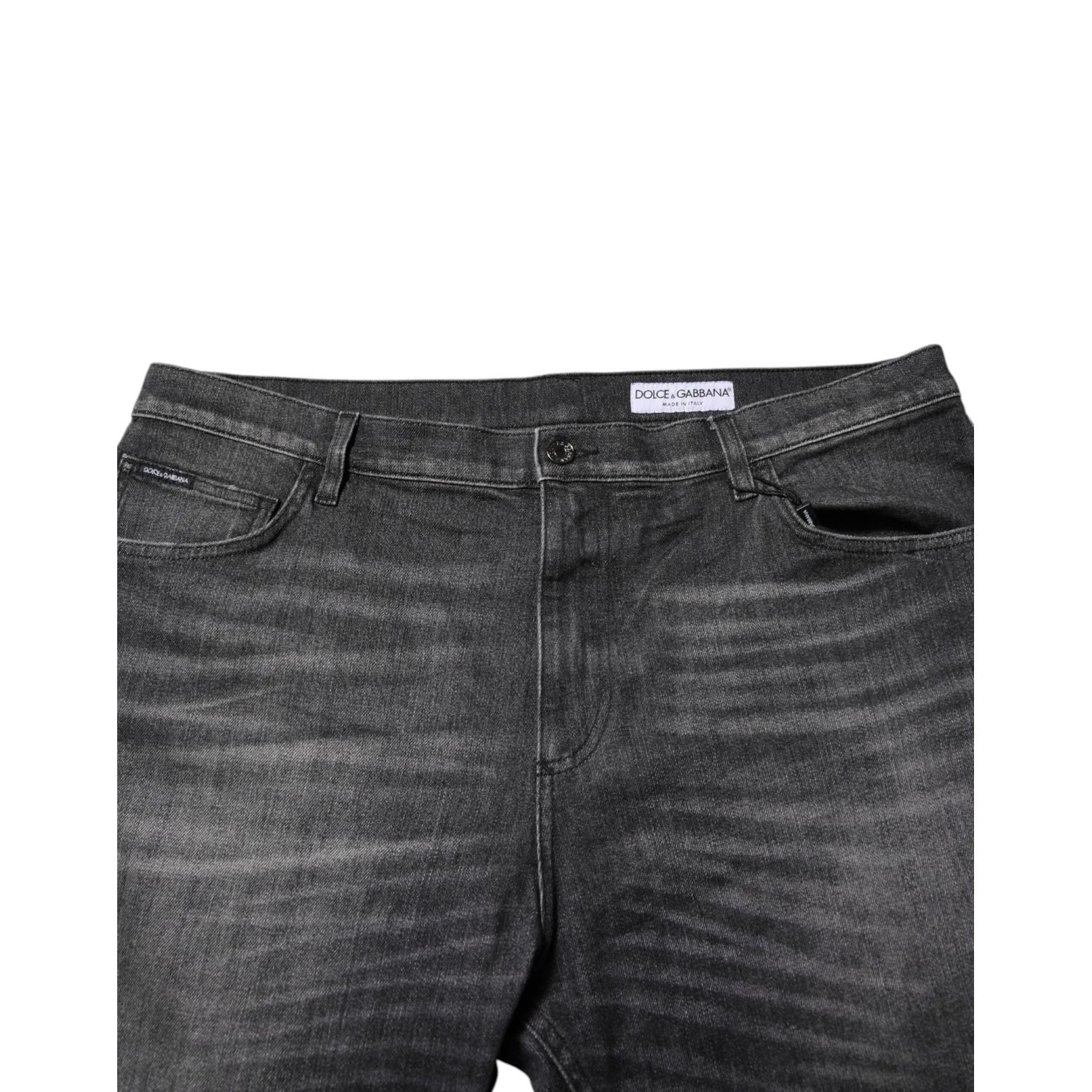 Dolce & Gabbana Gray Washed Cotton Loose Denim Jeans