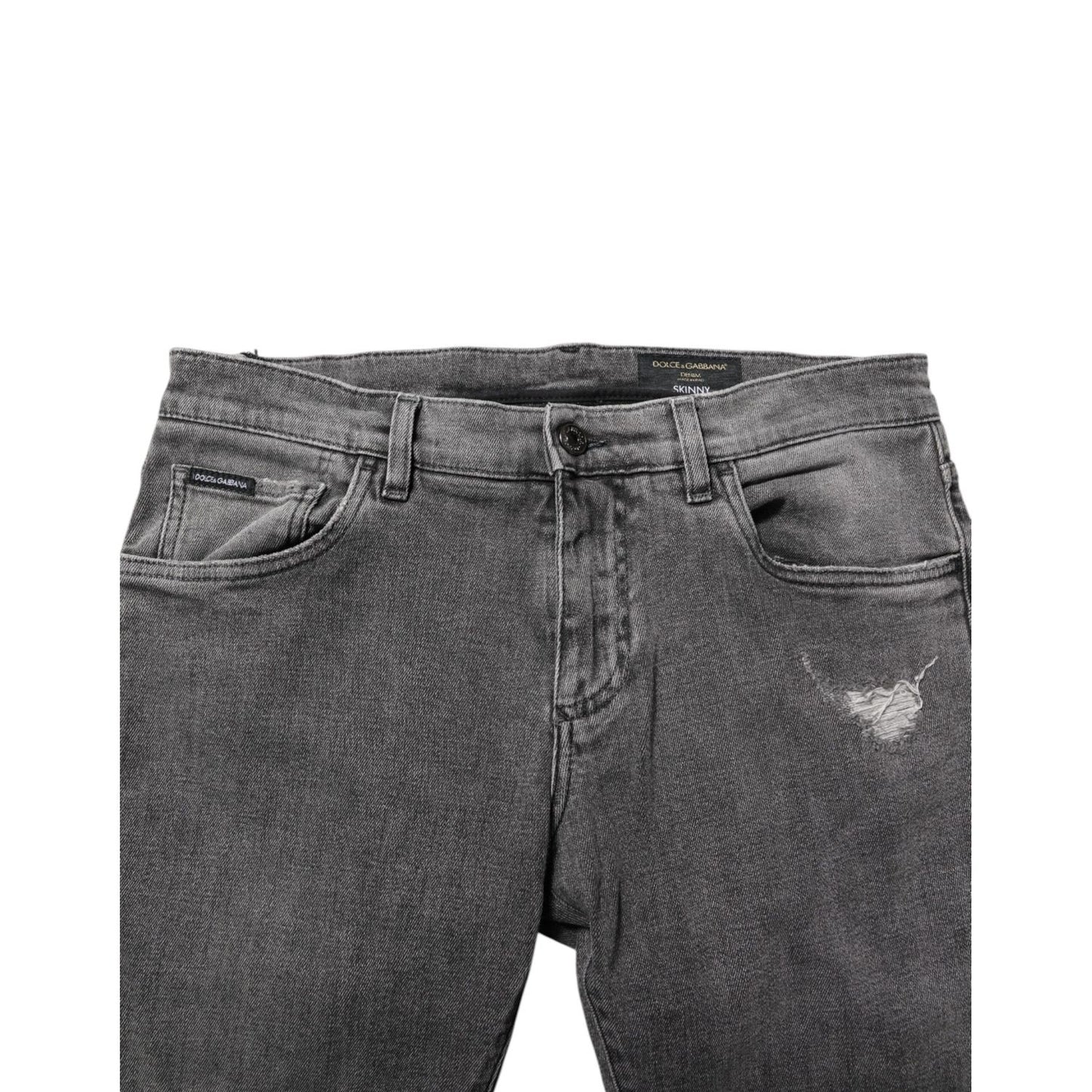 Dolce & Gabbana Gray Cotton Logo Plaque Men Denim Jeans