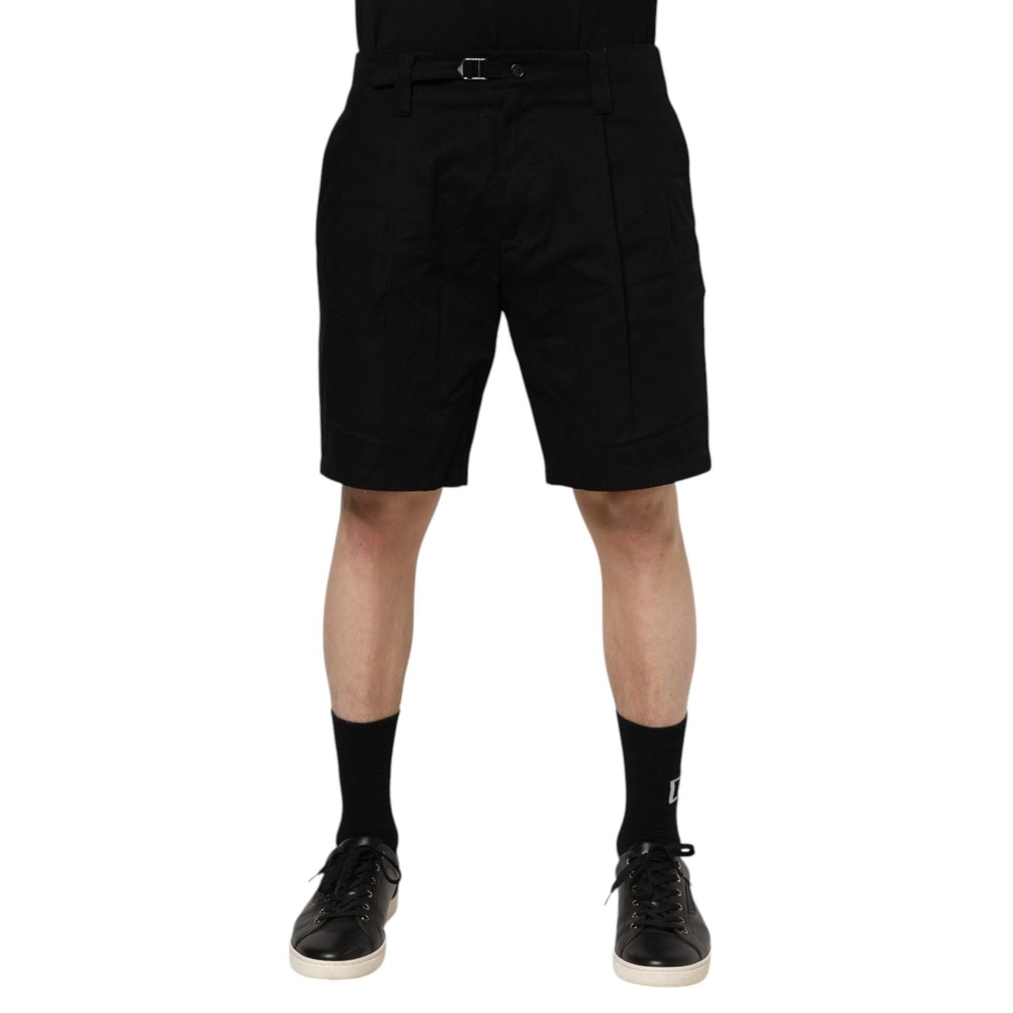 Dolce & Gabbana Black Cotton Knee Length Men Bermuda Shorts