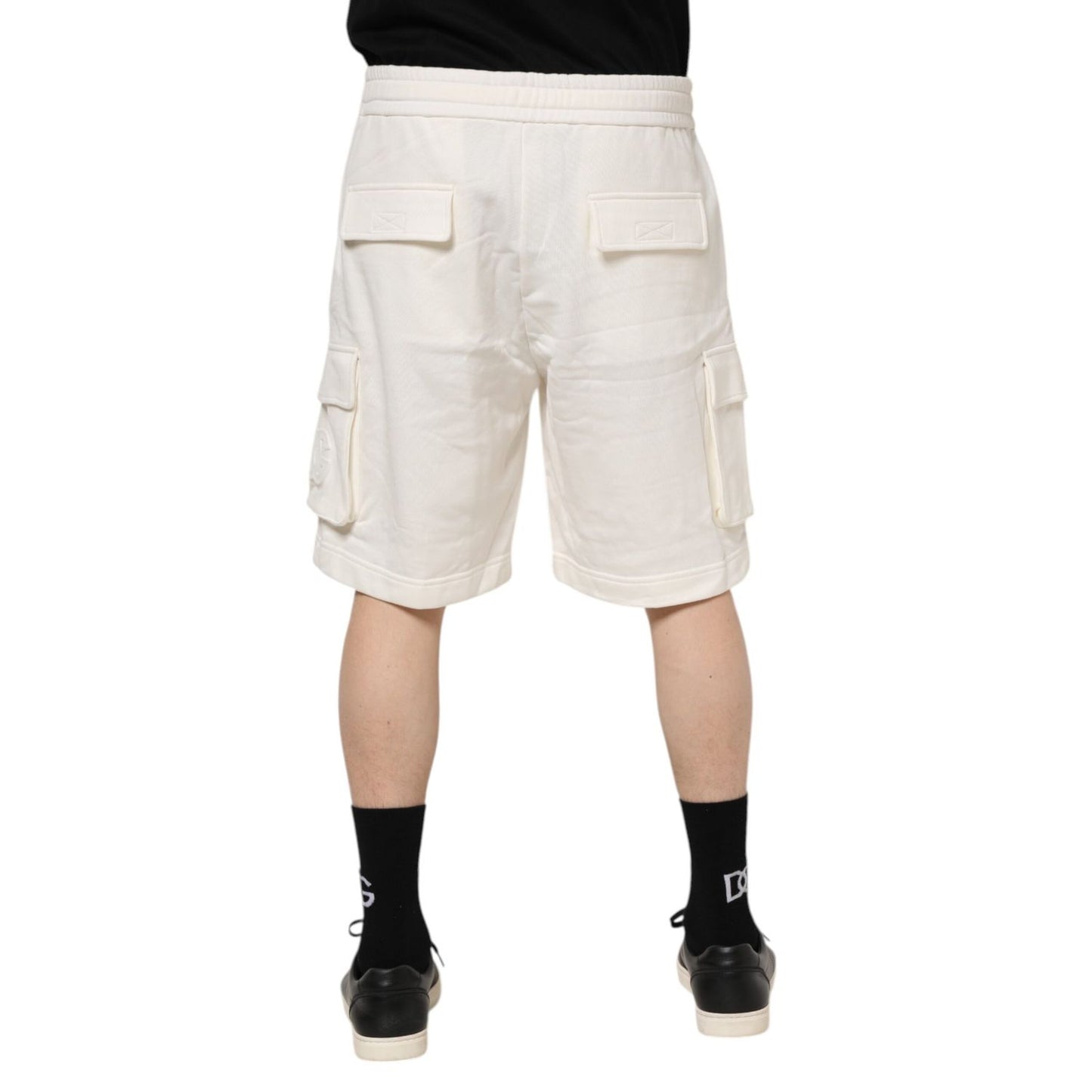 Dolce & Gabbana White Cotton Cargo Bermuda Sweatshorts Shorts