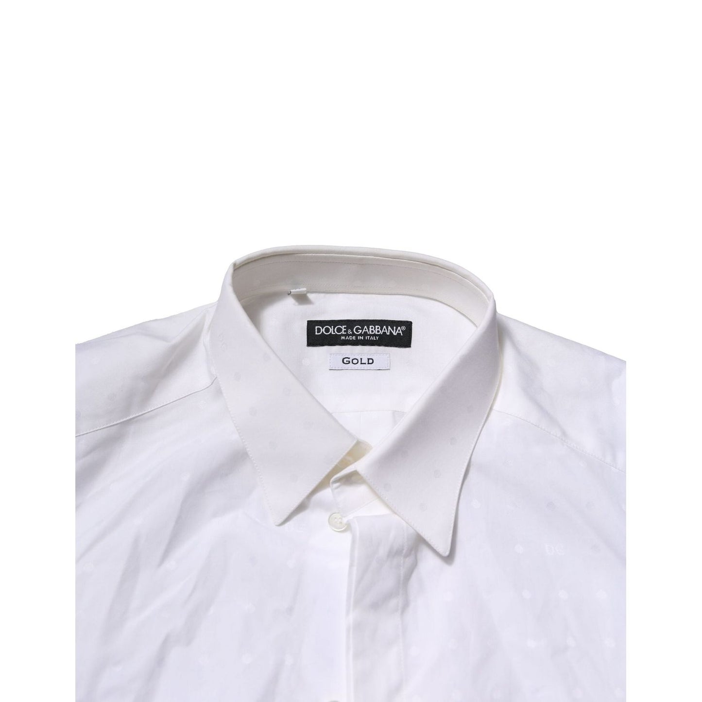 Dolce & Gabbana White Cotton GOLD Dress Formal Shirt