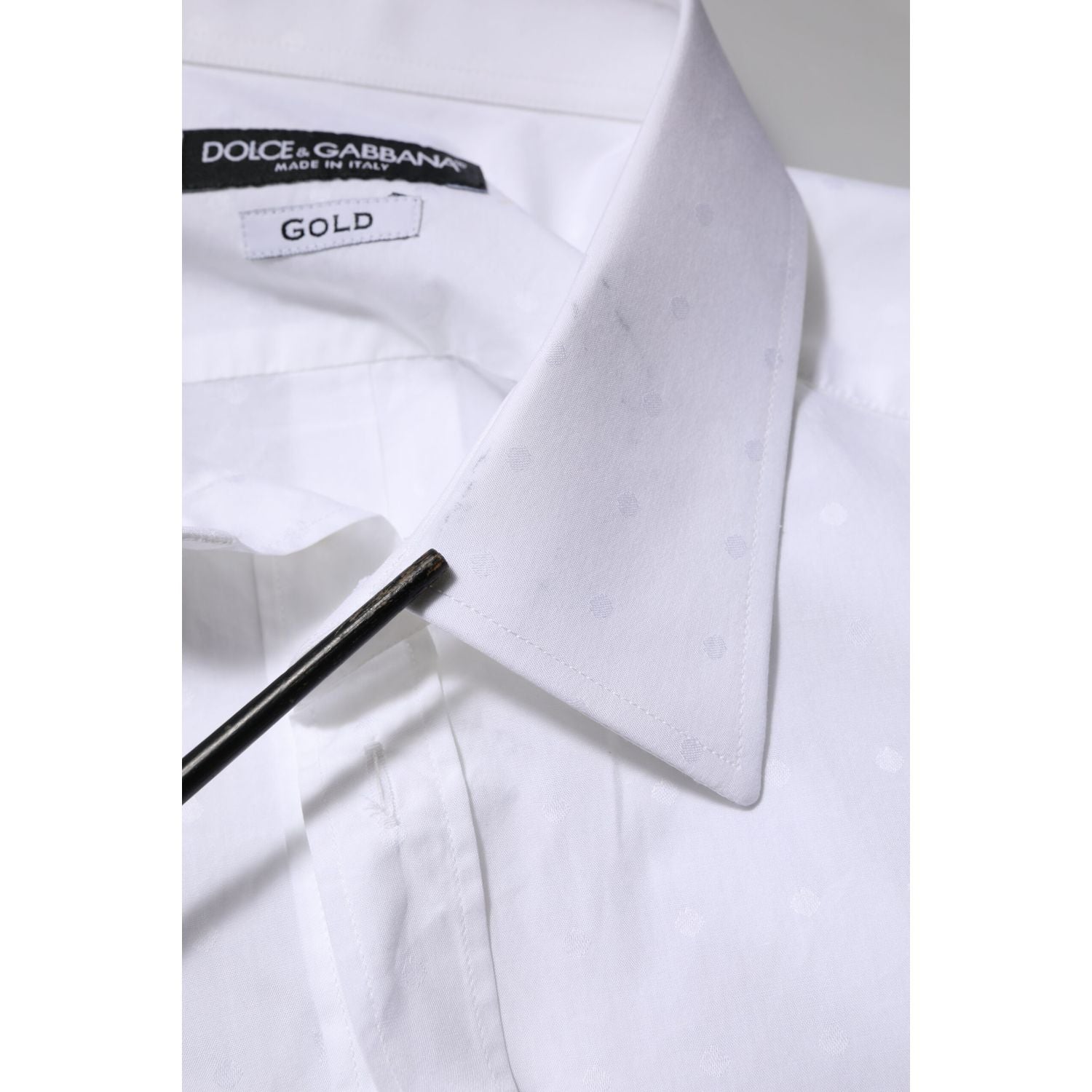 Dolce & Gabbana White Cotton GOLD Dress Formal Shirt