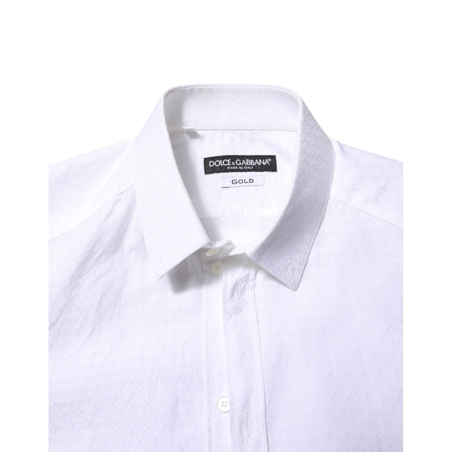 Dolce & Gabbana White Cotton GOLD Long Sleeves Formal Shirt