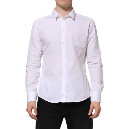 Dolce & Gabbana White Cotton Long Sleeves GOLD Formal Shirt