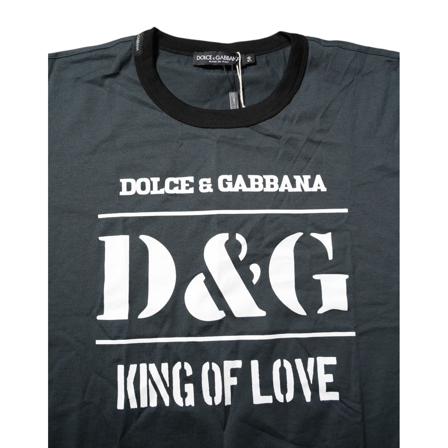 Dolce & Gabbana Black Cotton Printed Short Sleeves T-shirt