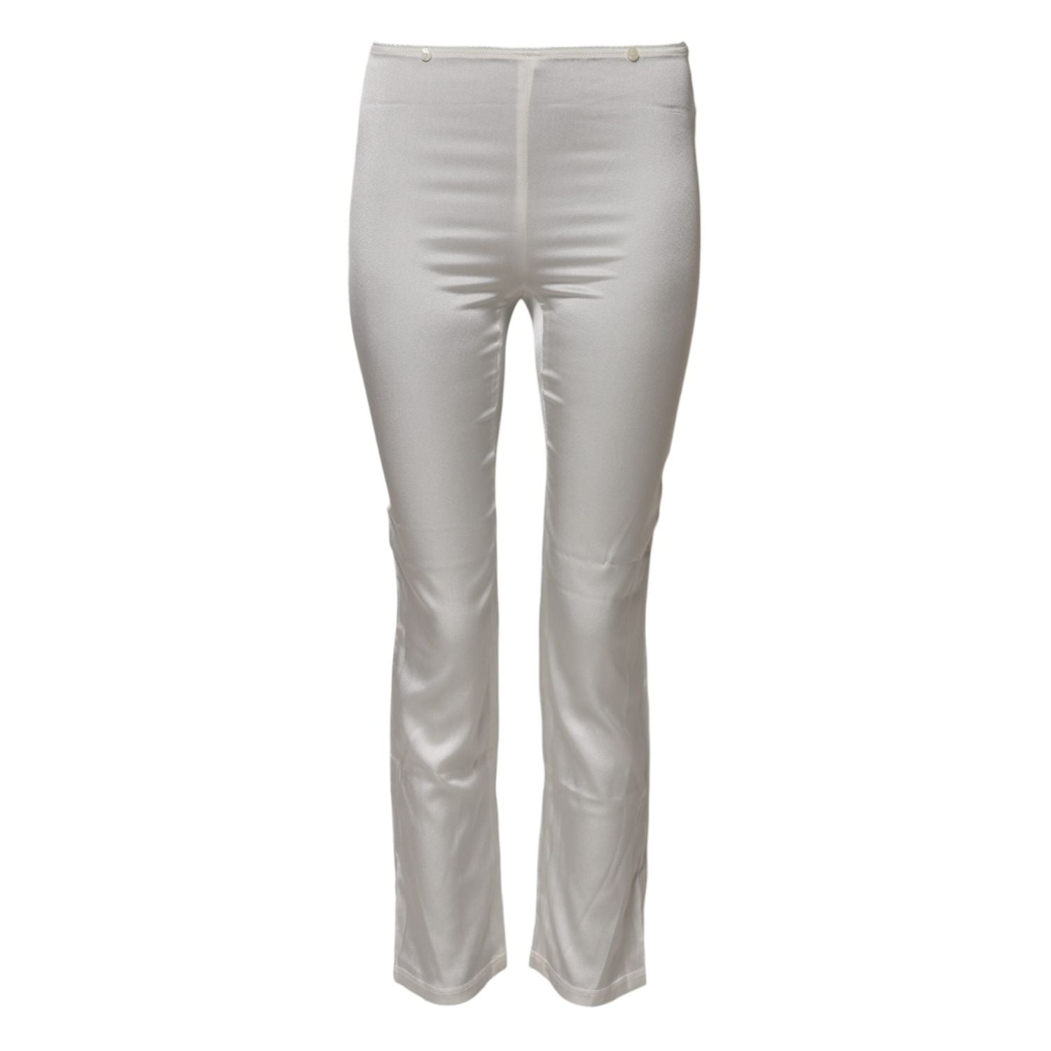 Dolce & Gabbana Ivory Silk Tapered High Waist Pants