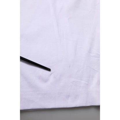 Dolce & Gabbana White Cotton Graphic Print Crew Neck T-shirt