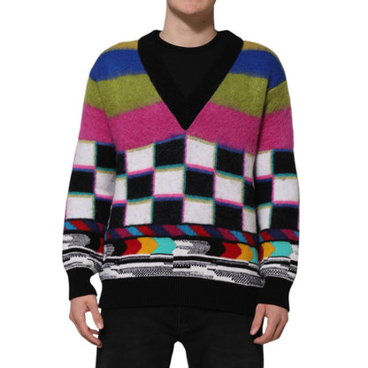 Dolce & Gabbana Multicolor Glitch Design Pullover Sweater
