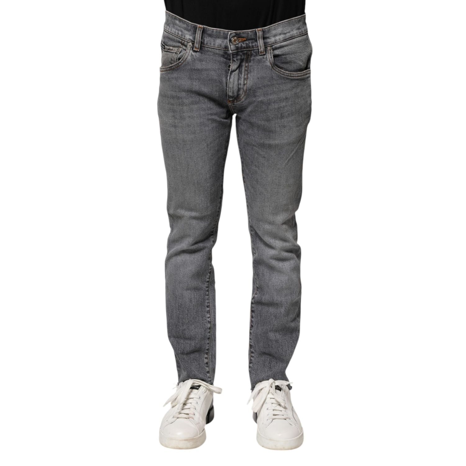 Dolce & Gabbana Gray Cotton Skinny Denim Trouser Jeans