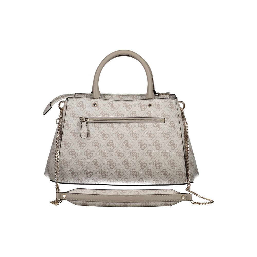 Guess Jeans Gray Polyethylene Handbag with chain strap, dual handles, external pockets, and logo design.