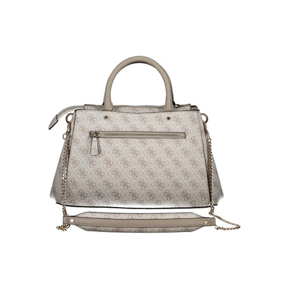 Guess Jeans Gray Polyethylene Handbag with chain strap, dual handles, external pockets, and logo design.