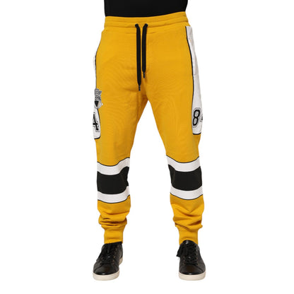 Dolce & Gabbana Yellow Cotton Logo Sweatpants Jogger Pants