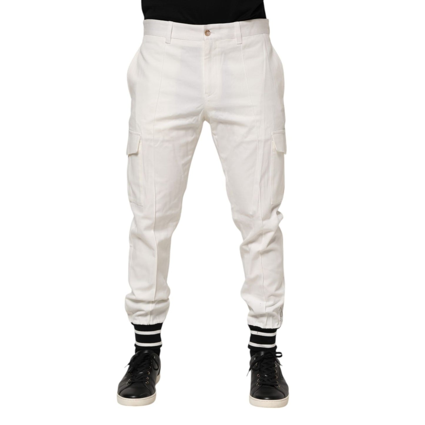 Dolce & Gabbana White Cotton Jogger Cargo Skinny Men Pants