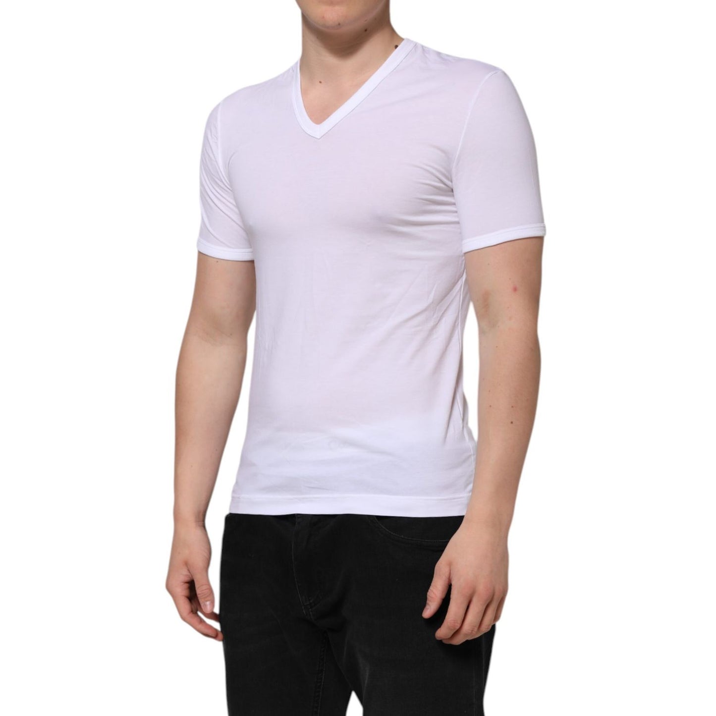 Dolce & Gabbana White Short Sleeves V-neck Underwear T-shirt