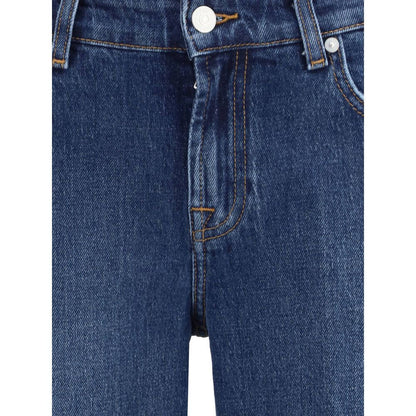7FOR Blue Cotton Straight-Leg Jeans