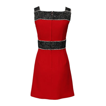 Dolce & Gabbana Red Wool Sleeveless A-line Flared Mini Dress