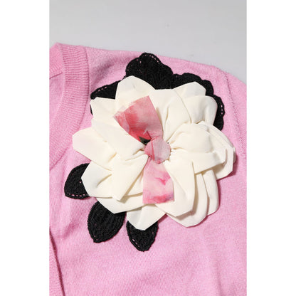 Dolce & Gabbana Pink Floral Detailing Cardigan Sweater