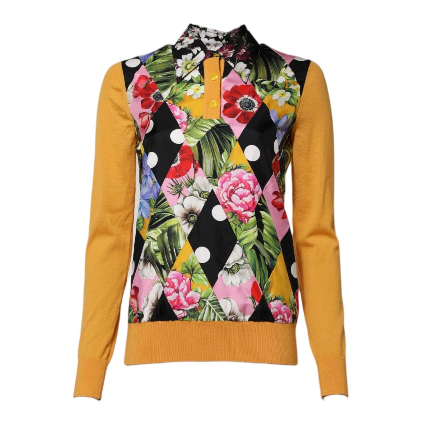 Dolce & Gabbana Multicolor Floral Long Sleeves Polo Top