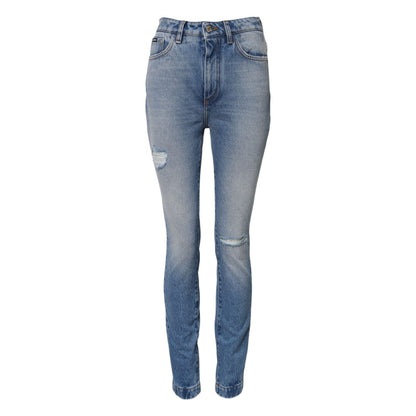 Dolce & Gabbana Blue Washed Skinny High Waist Denim Jeans