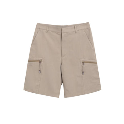 Dior Beige Cotton Cargo Shorts with side and rear pockets, zipper details, and velcro closure. Made of 55% cotton and 45% polyester.