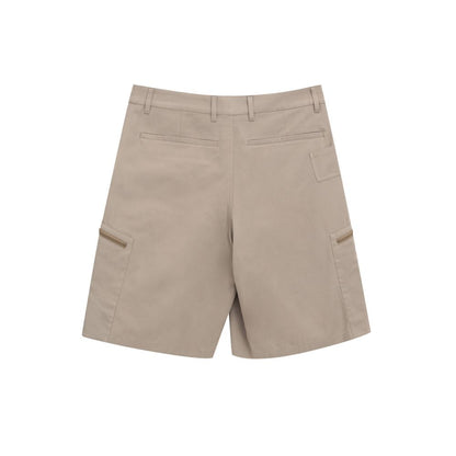 Back view of Dior Beige Cotton Cargo Shorts with rear pockets and zipper detail.