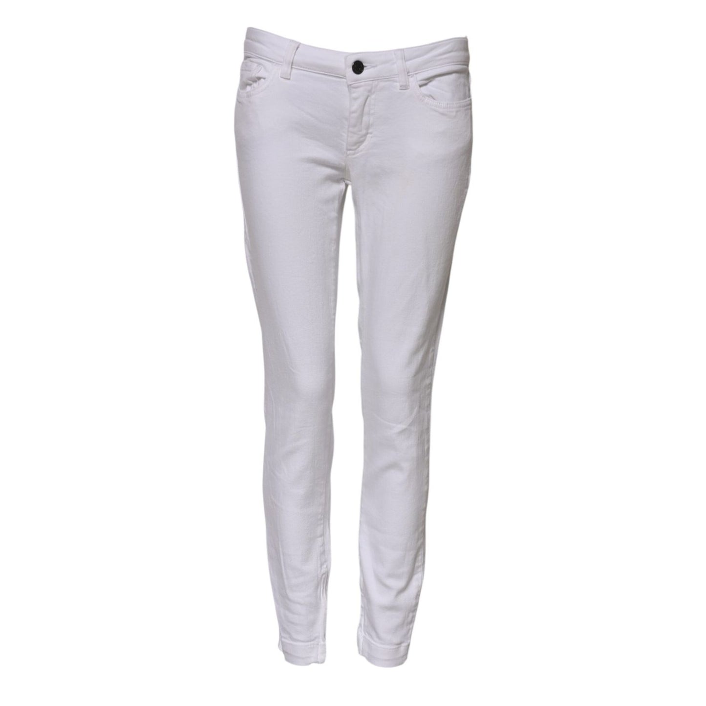 Dolce & Gabbana White Cotton Low Waist Skinny Denim Jeans