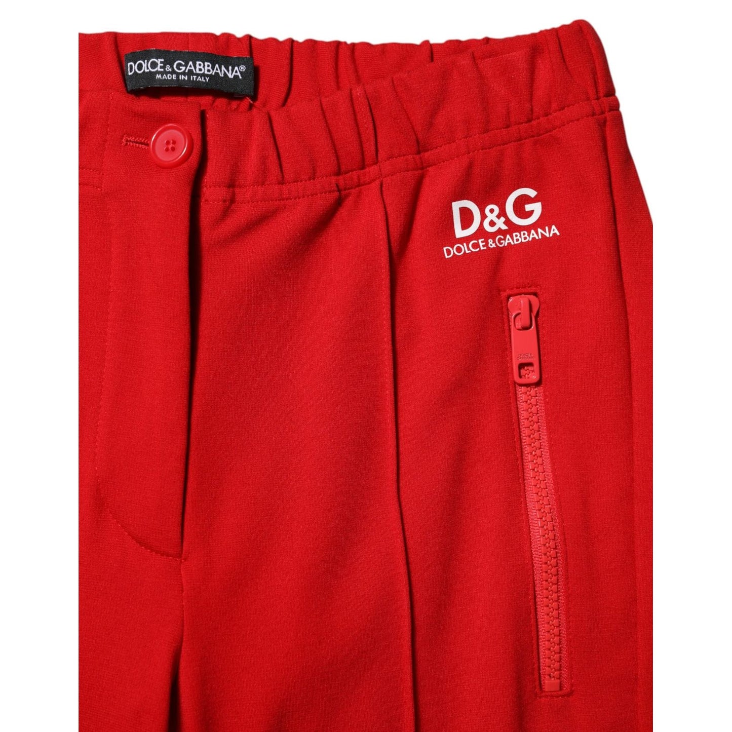 Dolce & Gabbana Red Mid Waist Slim Fit Pants
