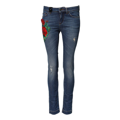Dolce & Gabbana Blue Cotton Low Waist Skinny Denim Jeans