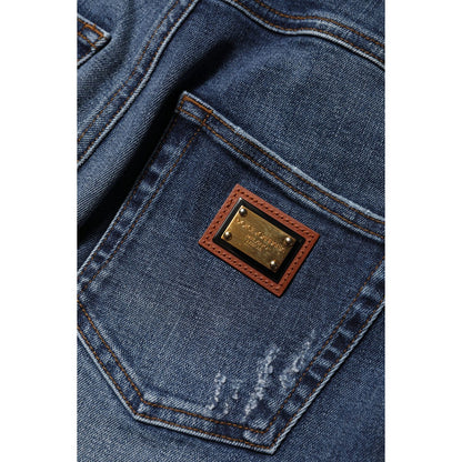 Dolce & Gabbana Blue Rhinestone Embellished Denim Jeans