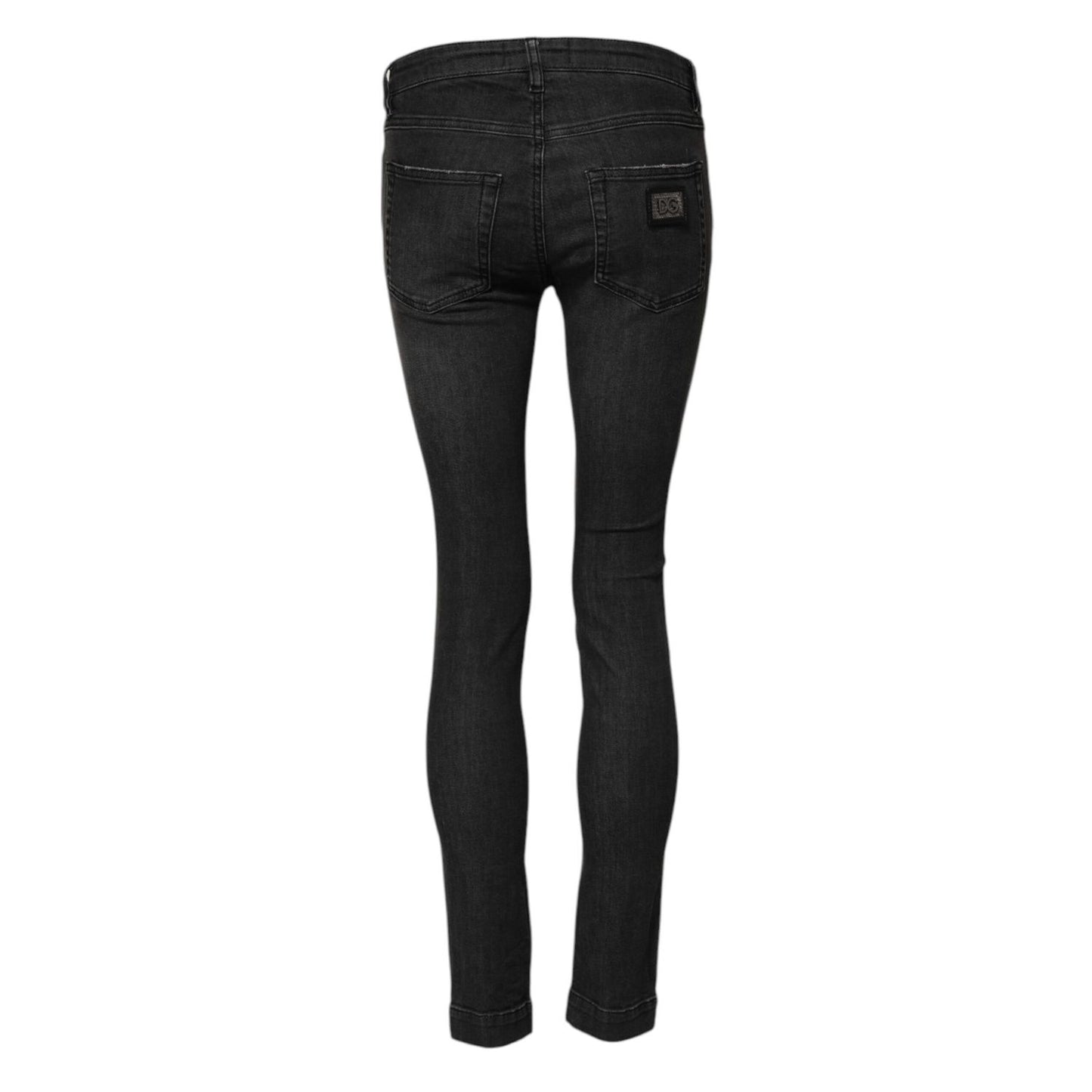 Dolce & Gabbana Black Cotton Low Waist Skinny Denim Jeans