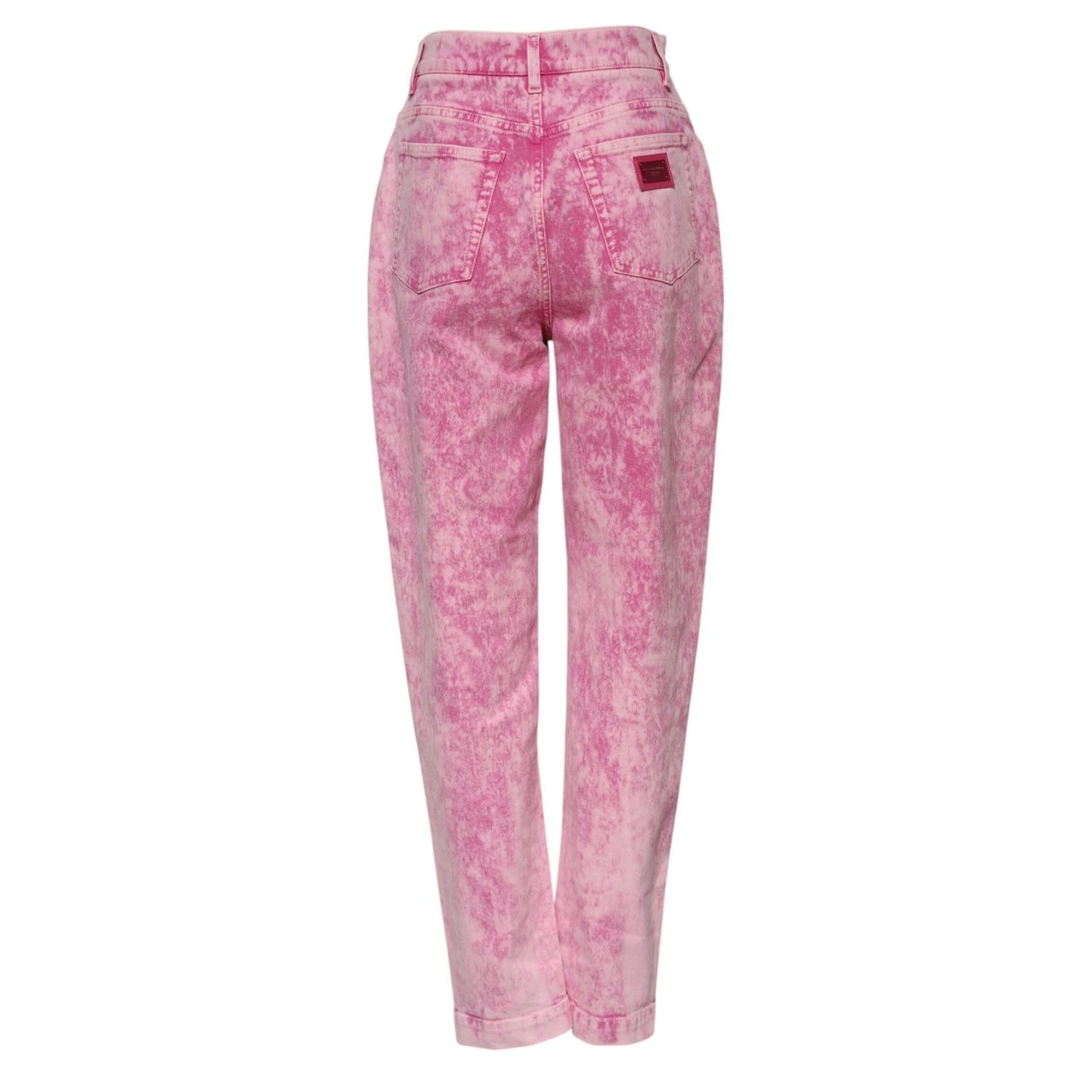 Dolce & Gabbana Pink Tie Dye High Waist Tapered Denim Jeans