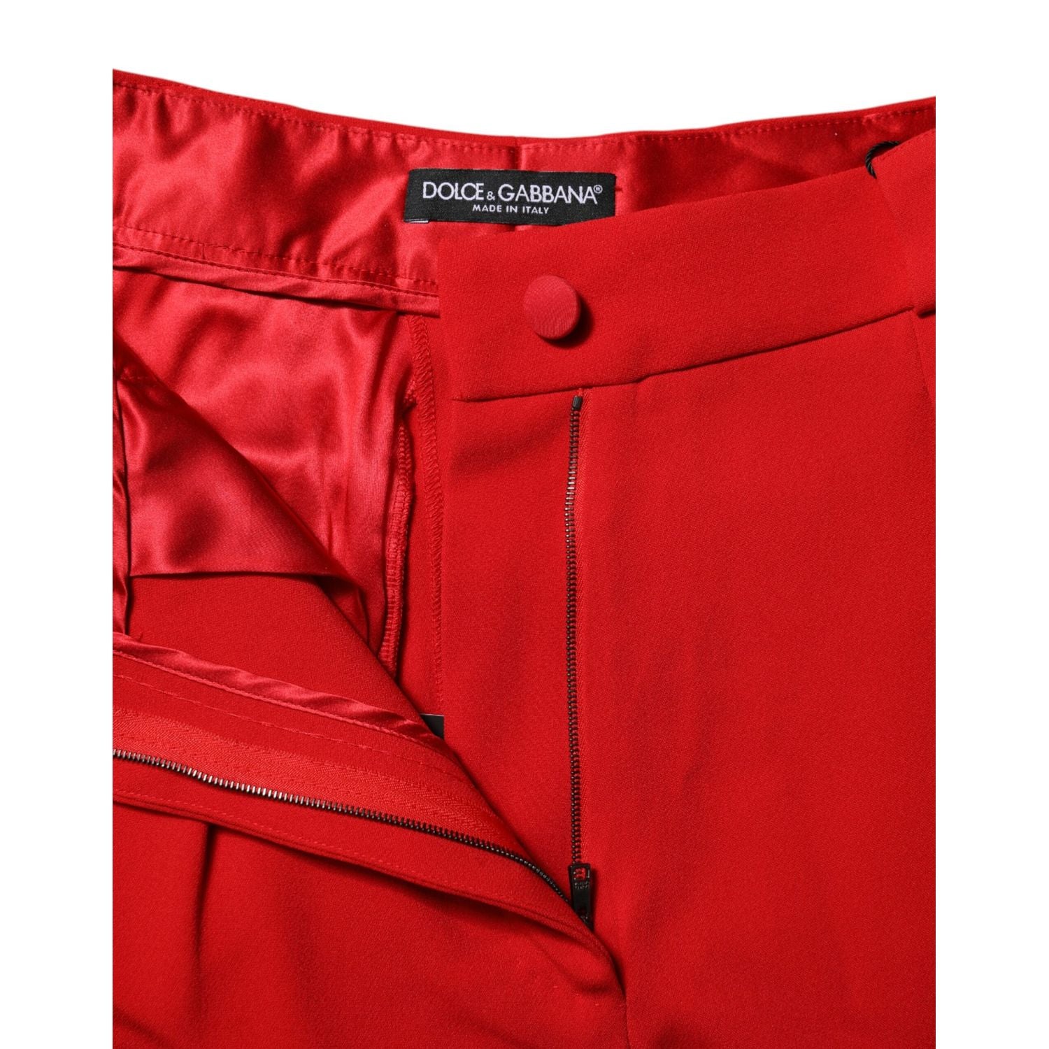 Dolce & Gabbana Red Viscose High Waist Tapered Pants