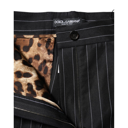 Dolce & Gabbana Black Stripes High Waist Tapered Pants