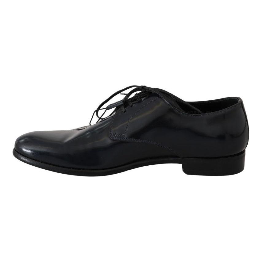 Dolce & Gabbana Blue Leather Polished Dress Derby Shoes