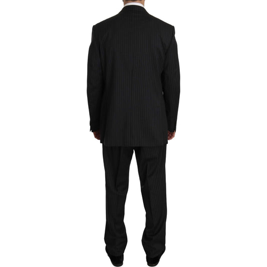Z ZEGNA Elegant Black Striped Wool Suit Suit Z ZEGNA Black
