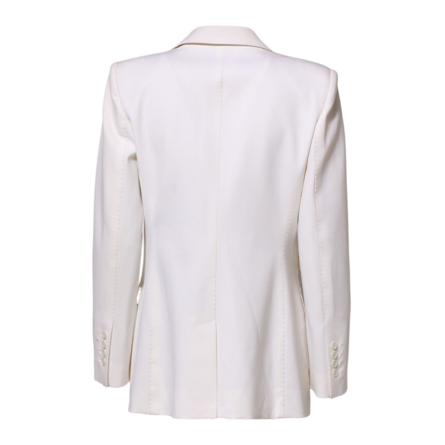 Dolce & Gabbana White Wool Single Breasted Women Coat Jacket