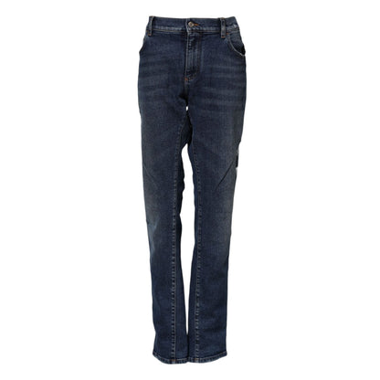 Dolce & Gabbana Blue Cotton Mid Waisted Straight Denim Jeans