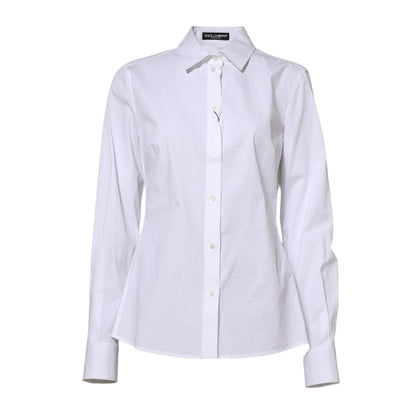 Dolce & Gabbana White Cotton Long Sleeves Collared Shirt Top