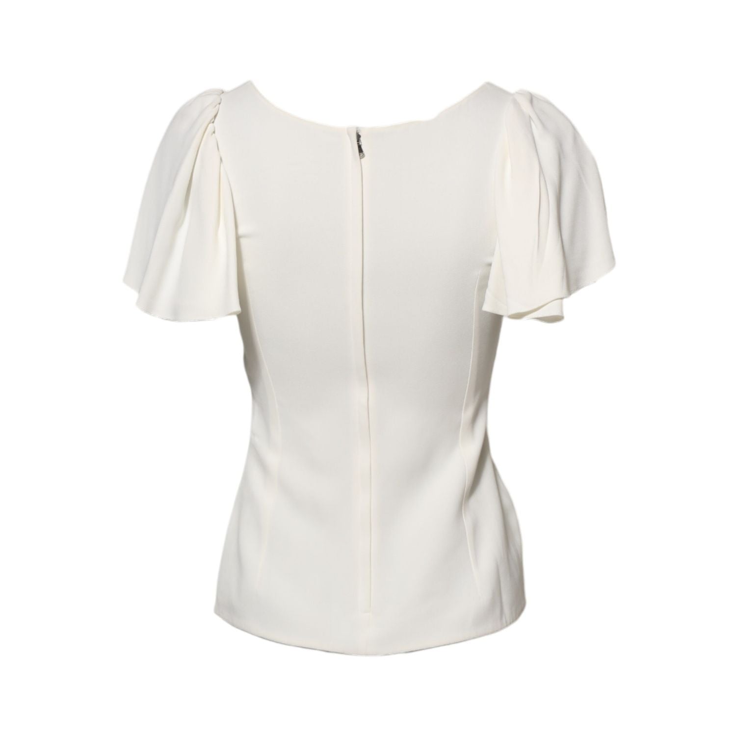 Dolce & Gabbana White Round Neck Short Sleeves Blouse Top