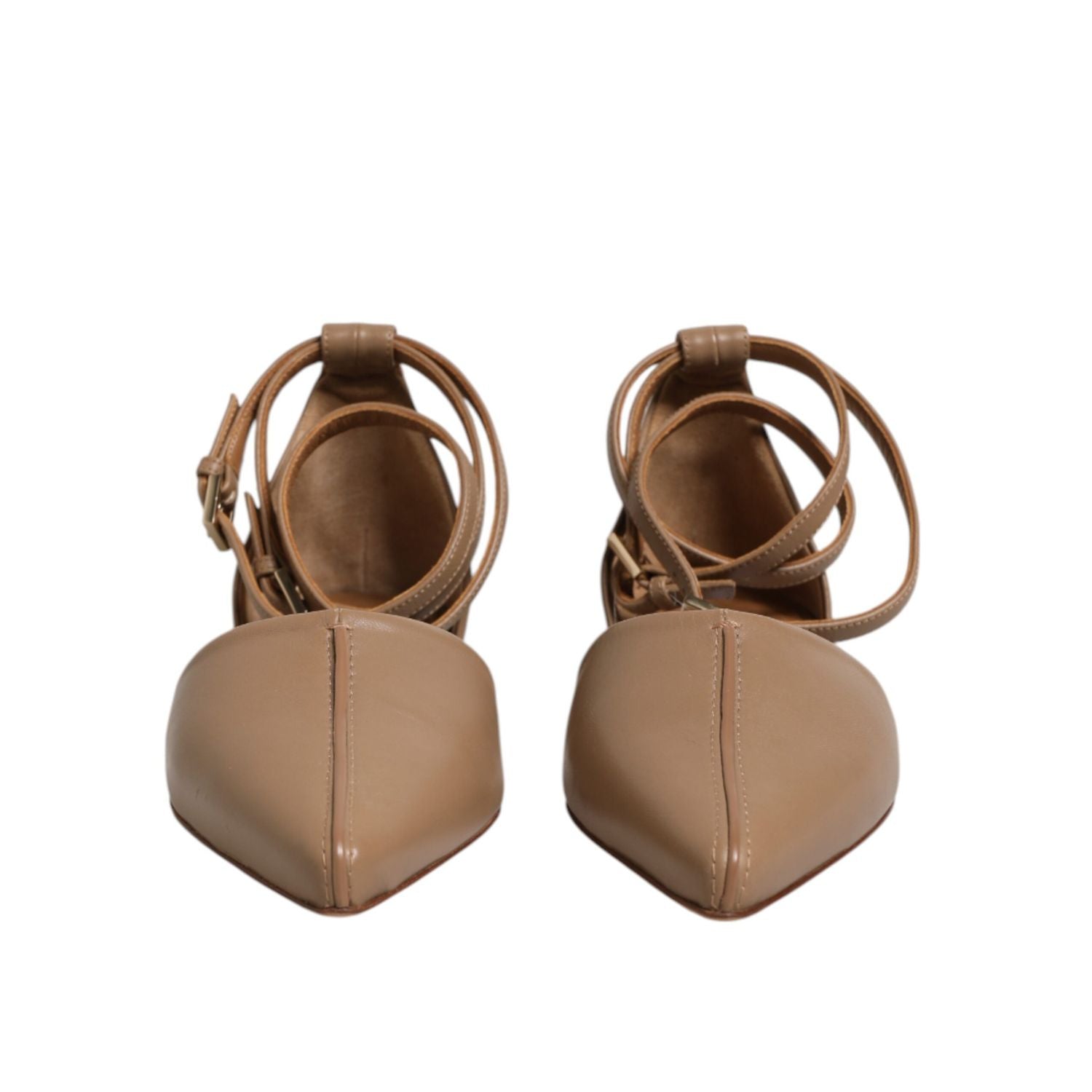 Max Mara Beige Leather Pointed Toe Sandals Ballet Flat Shoes