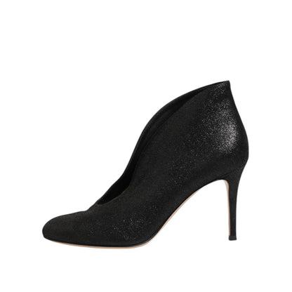 Gianvito Rossi Metallic Black Pump Stiletto Heels Shoes