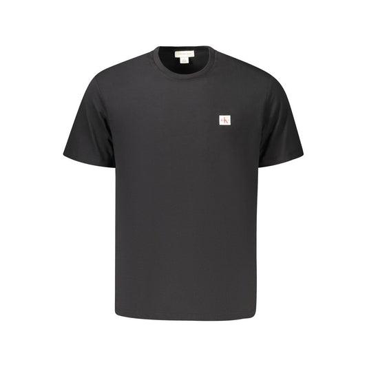Calvin Klein Black Cotton T-Shirt with short sleeves, crew neck, and logo application. Perfect for everyday casual wear.